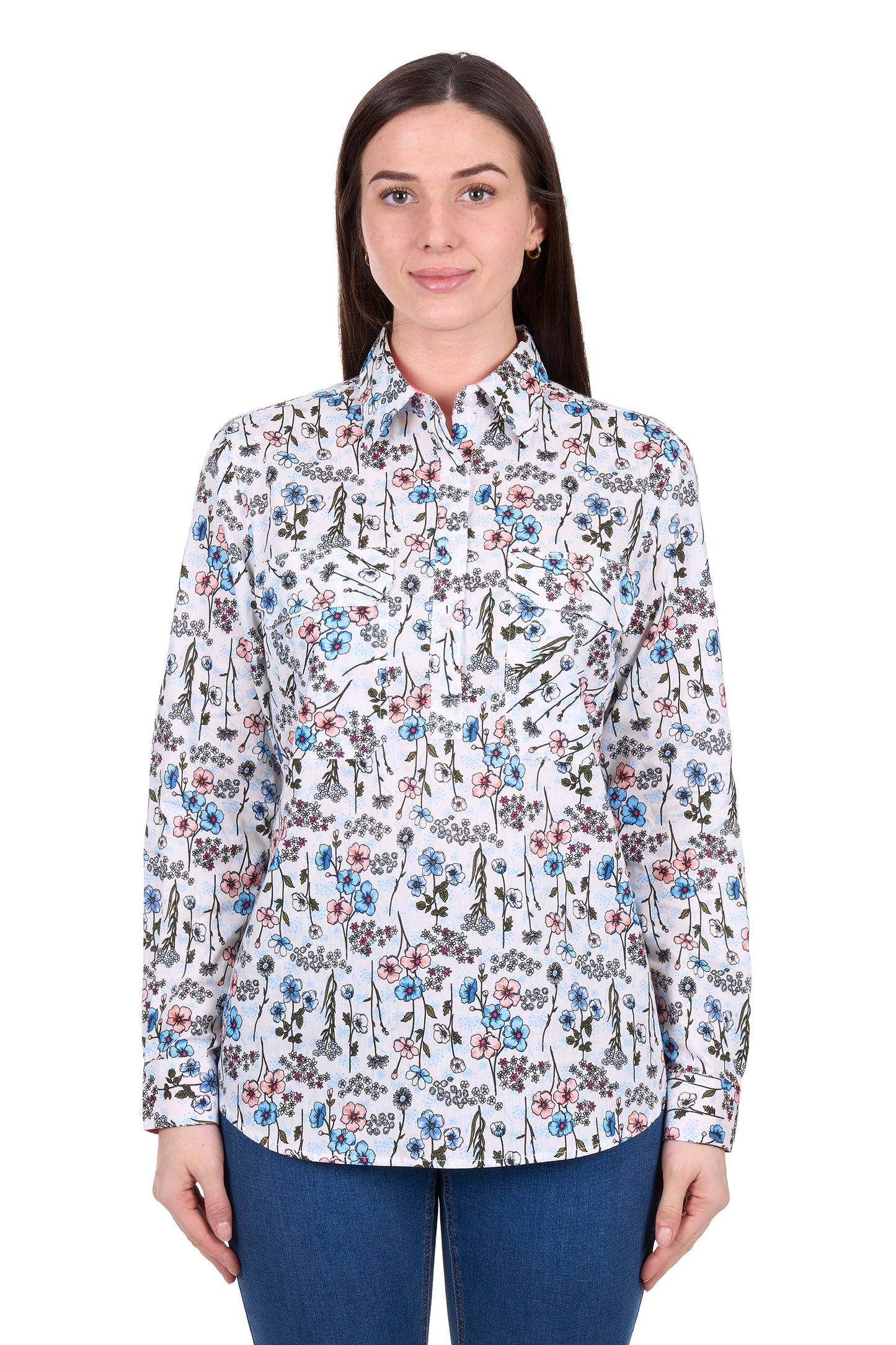 Hard Slog Womens Alice 1/2 Placket Long Sleeve Shirt