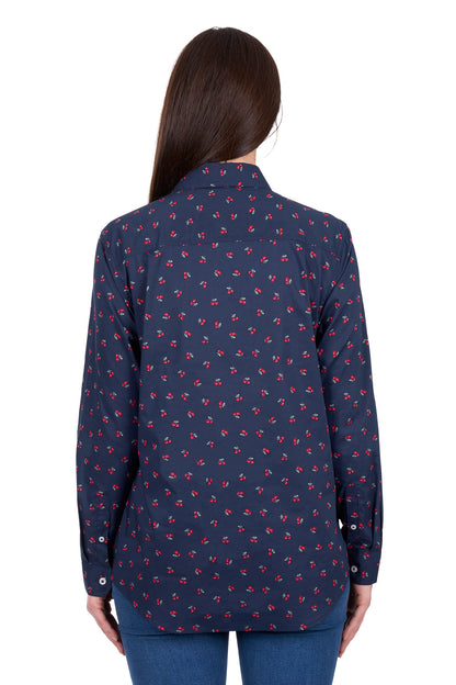 Hard Slog Womens Cherry 1/2 Placket Long Sleeve Shirt