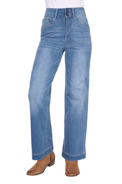 Wrangler Womens Chloe Hi Rise Wide Leg Jeans 30 Inch Leg