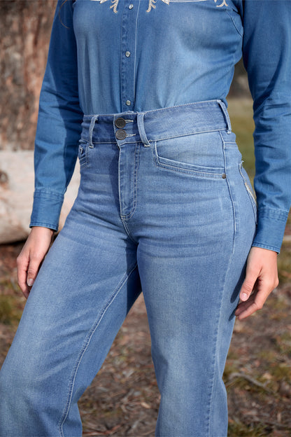 Wrangler Womens Chloe Hi Rise Wide Leg Jeans 34 Inch Leg