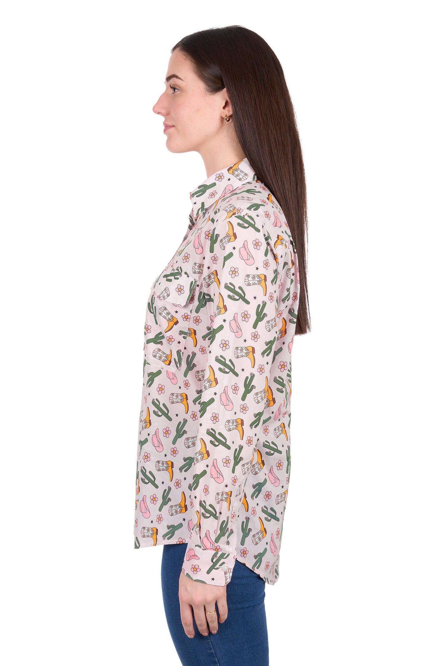 Hard Slog Womens Cleo 1/2 Placket Long Sleeve Shirt