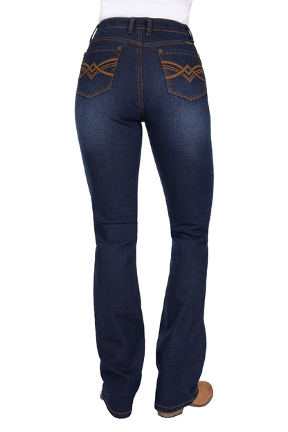 Pure Western Womens Nova Hi Rise Boot Cut Jeans 34 Inch Leg