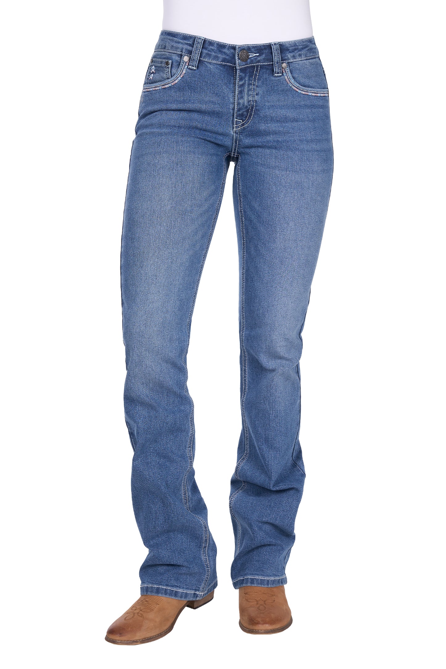Pure Western Womens Pat Relaxed Rider Jeans 36 Inch Leg