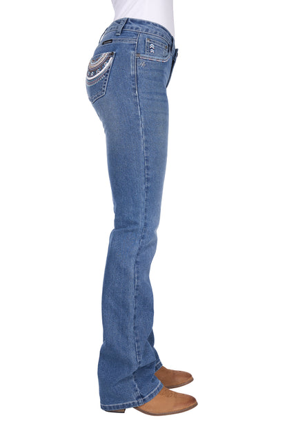 Pure Western Womens Pat Relaxed Rider Jeans 36 Inch Leg