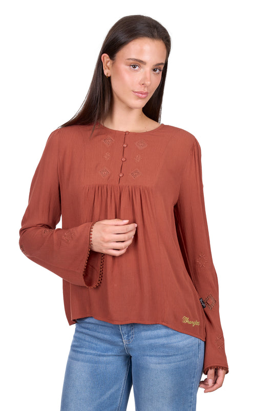 Wrangler Womens Roxana Long Sleeve Blouse