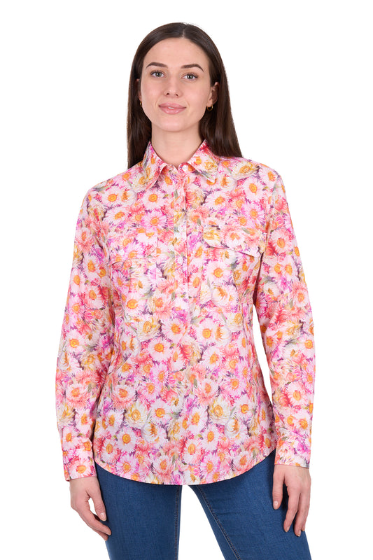 Hard Slog Womens Samira 1/2 Placket Long Sleeve Shirt
