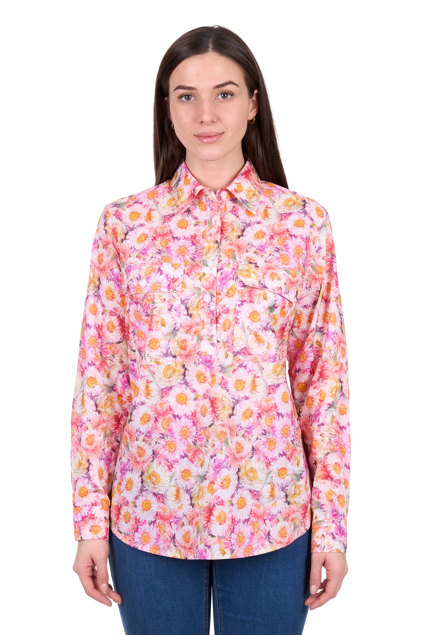 Hard Slog Womens Samira 1/2 Placket Long Sleeve Shirt