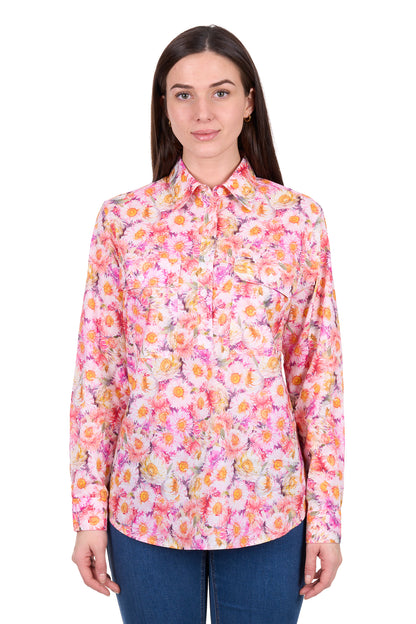 Hard Slog Womens Samira 1/2 Placket Long Sleeve Shirt