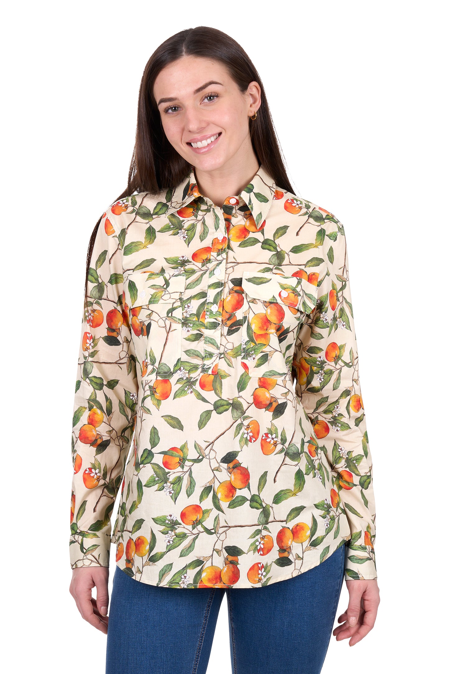 Hard Slog Womens Zia 1/2 Placket Long Sleeve Shirt