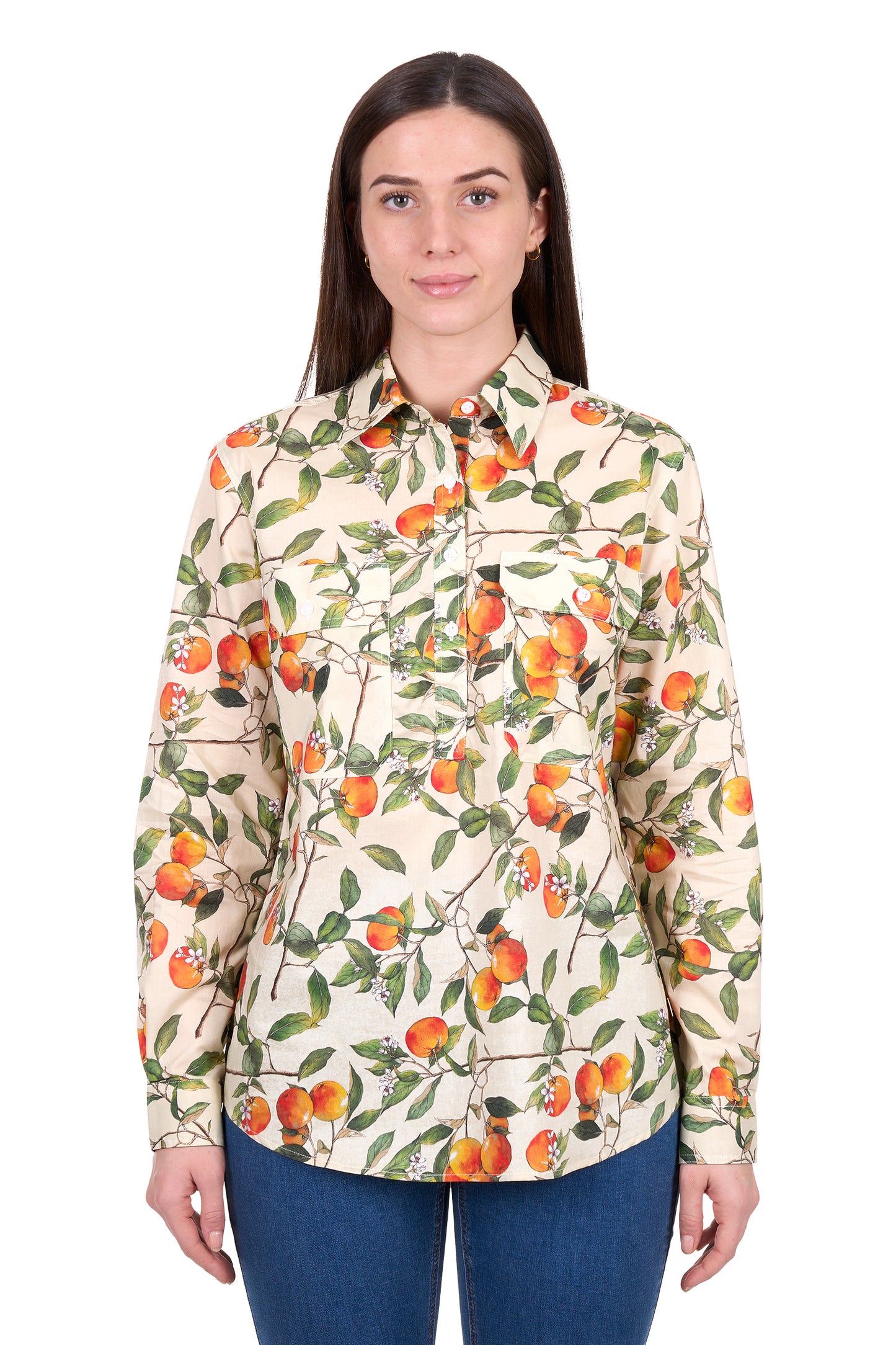 Hard Slog Womens Zia 1/2 Placket Long Sleeve Shirt