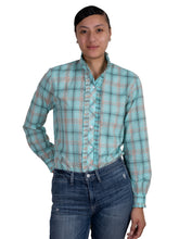 Load image into Gallery viewer, Just Country Womens Abbey Frills Full Button Print Workshirt