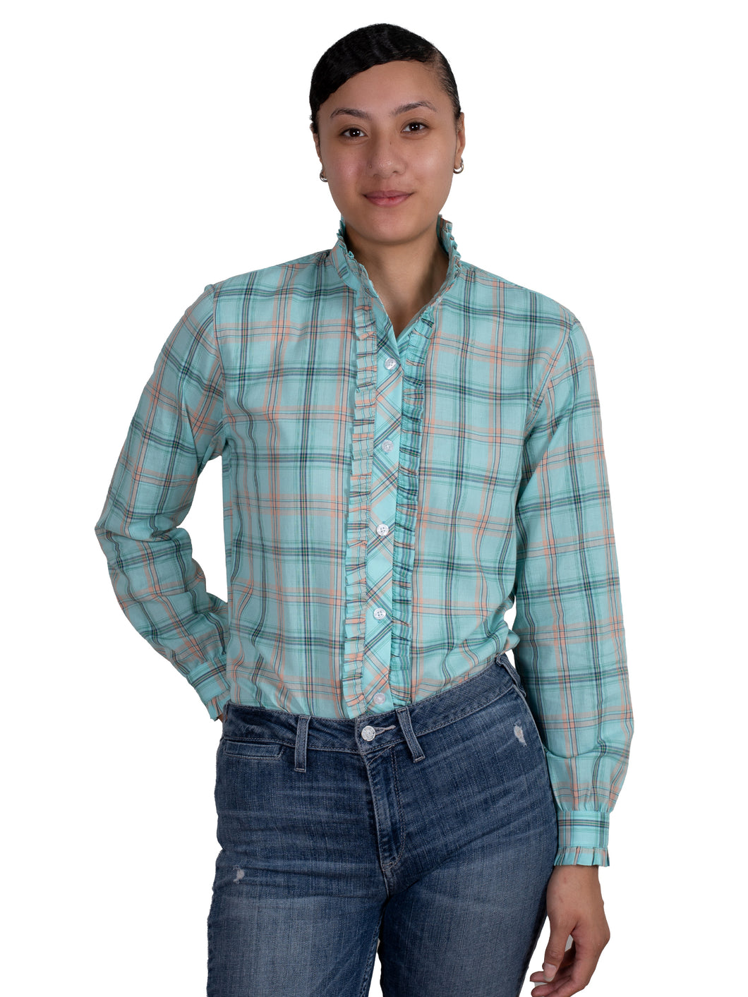 Just Country Womens Abbey Frills Full Button Print Workshirt