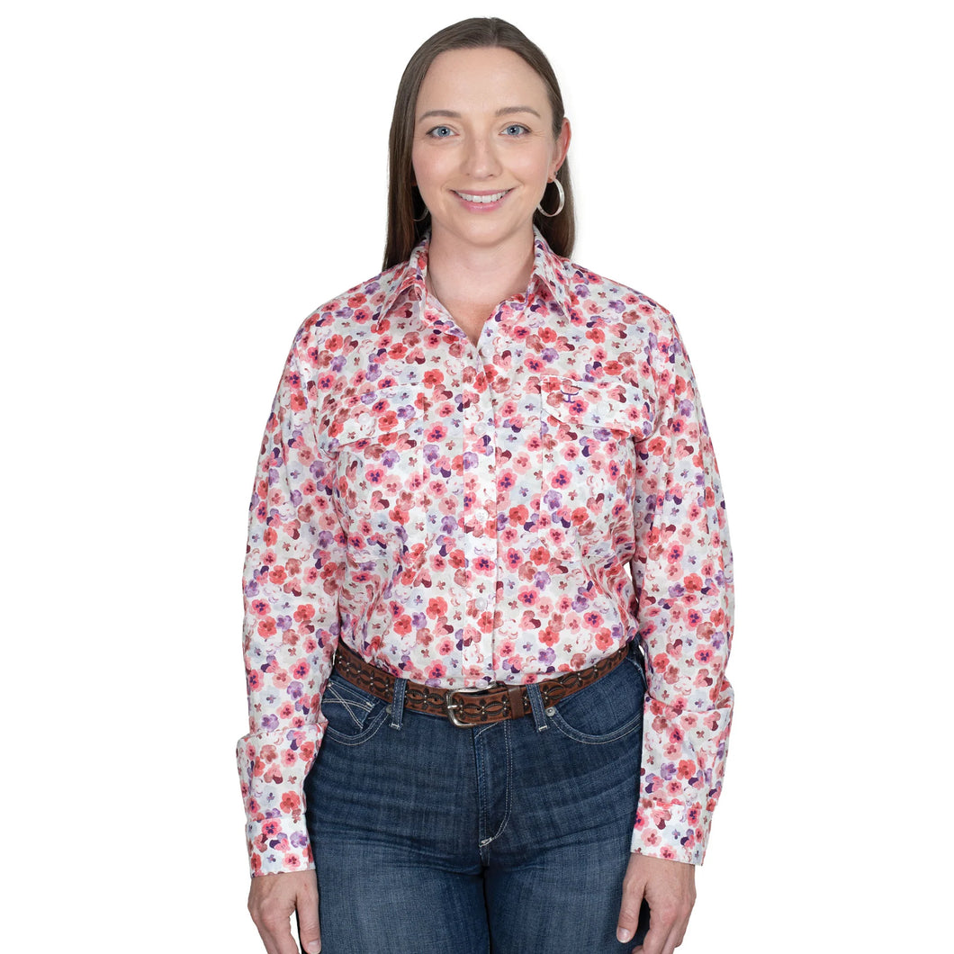 Just Country Womens Abbey Full Button Print Workshirt