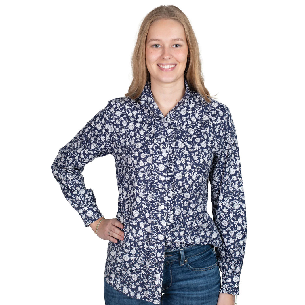 Just Country Womens Abbey Frills Full Button Print Workshirt
