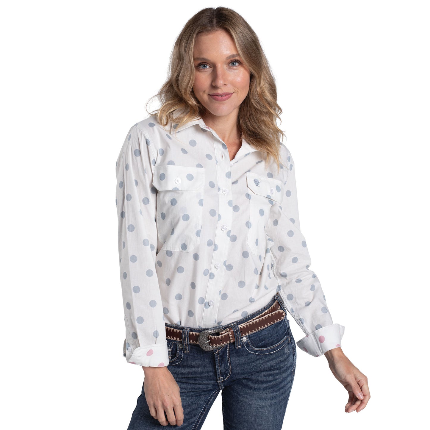 Just Country Womens Abbey Full Button Print Country Workshirt