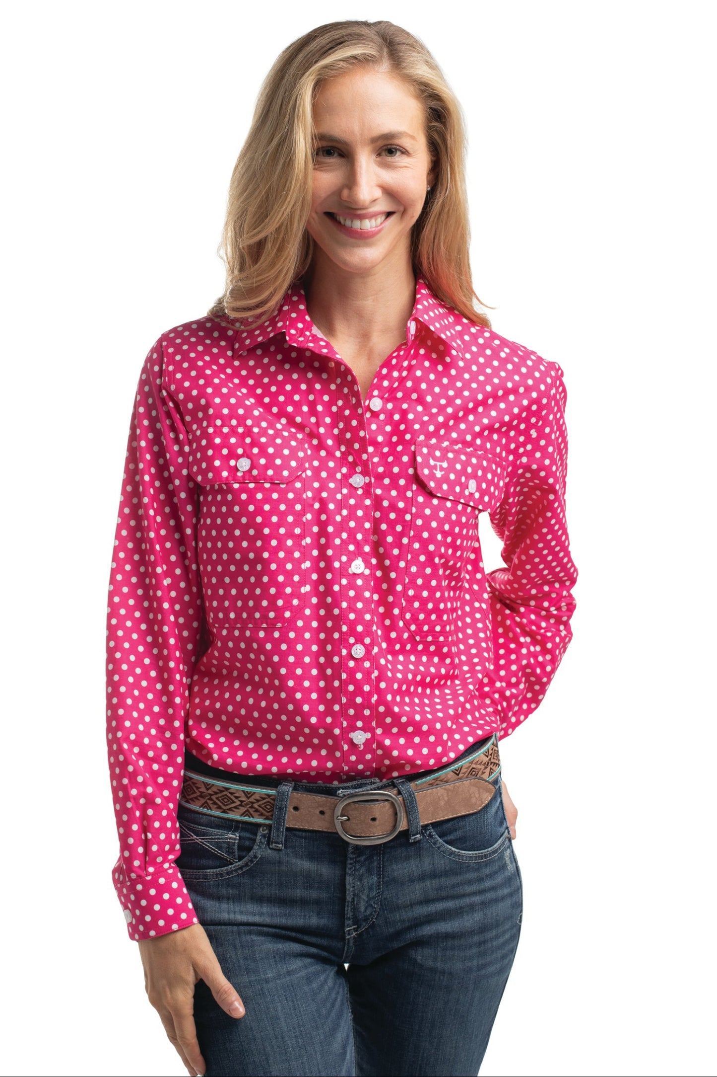 Just Country Womens Abbey Full Button Print Country Workshirt