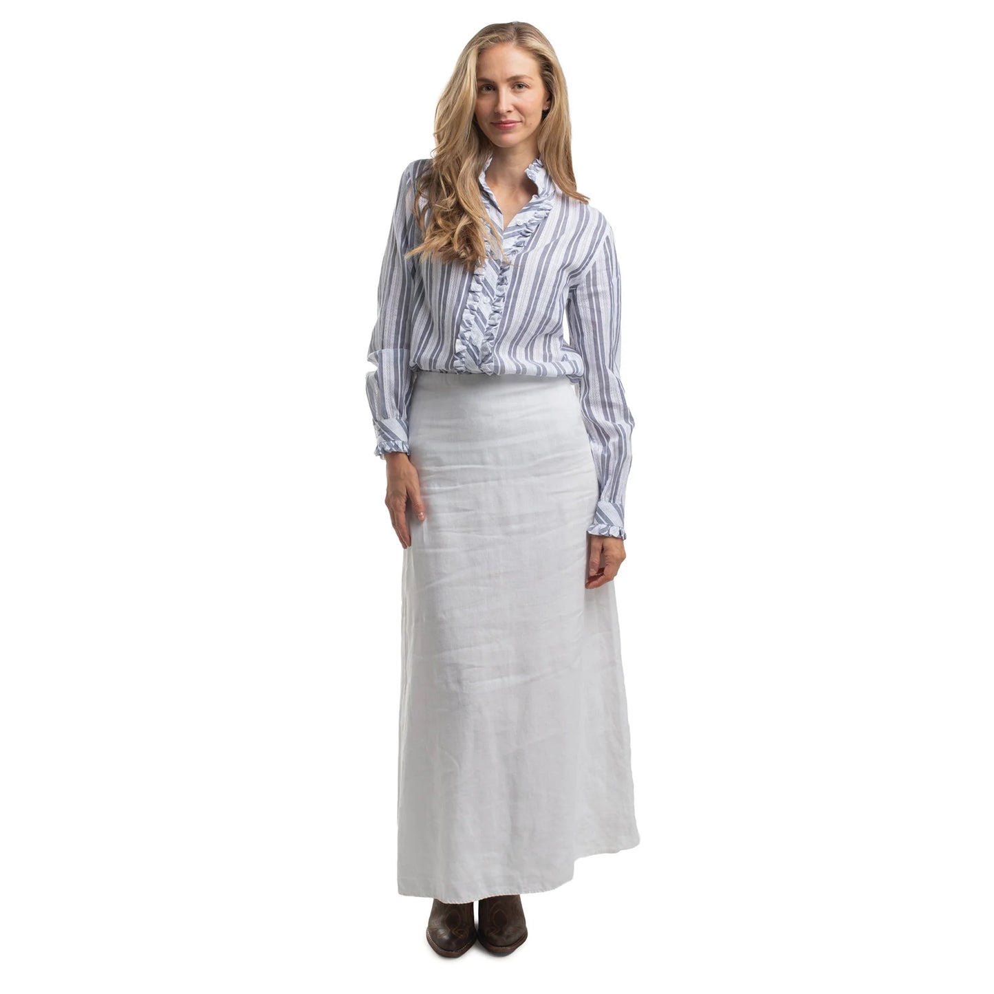 Just Country Abbey Frills Full Button Print Country Workshirt