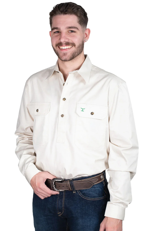 Just Country Mens Cameron Half Button Country Workshirt