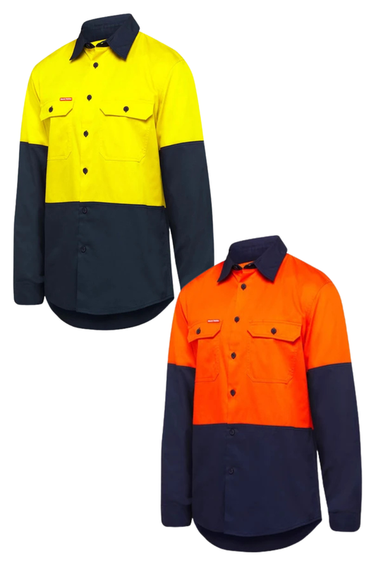 Hard Yakka Core Hi-Vis Long Sleeve 2 Tone Vented Cotton Shirt