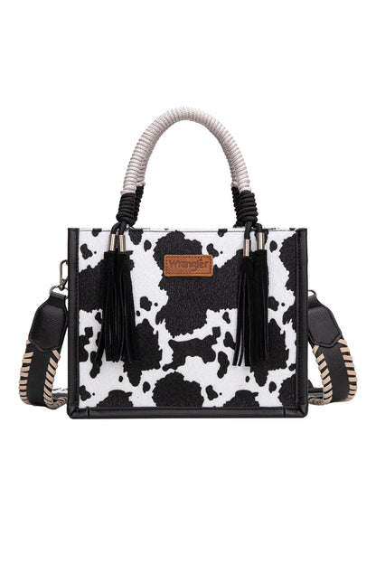 Wrangler Cow Print Tassel Crossbody Bag