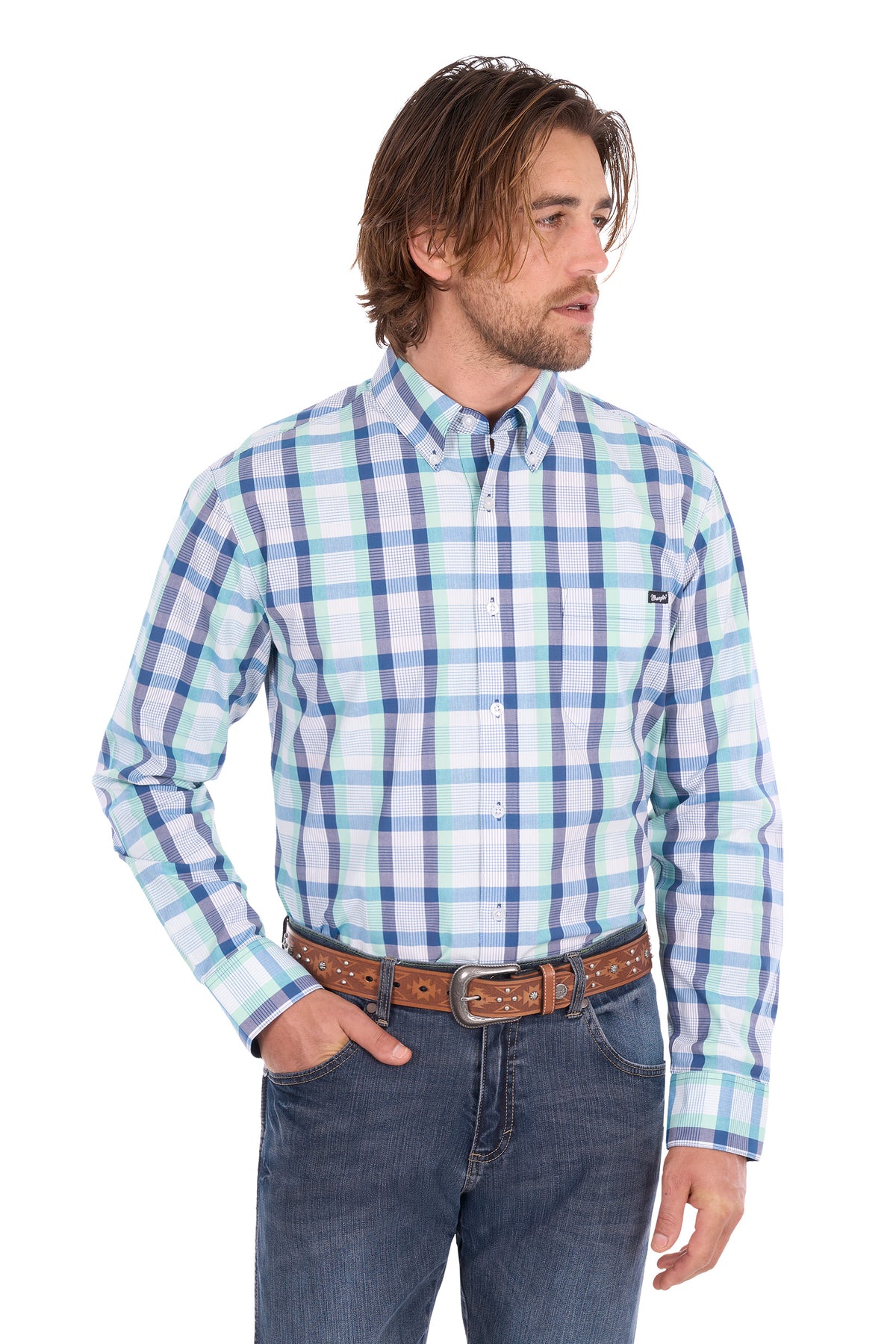 Wrangler Mens Dale 1 Pocket Long Sleeve Shirt