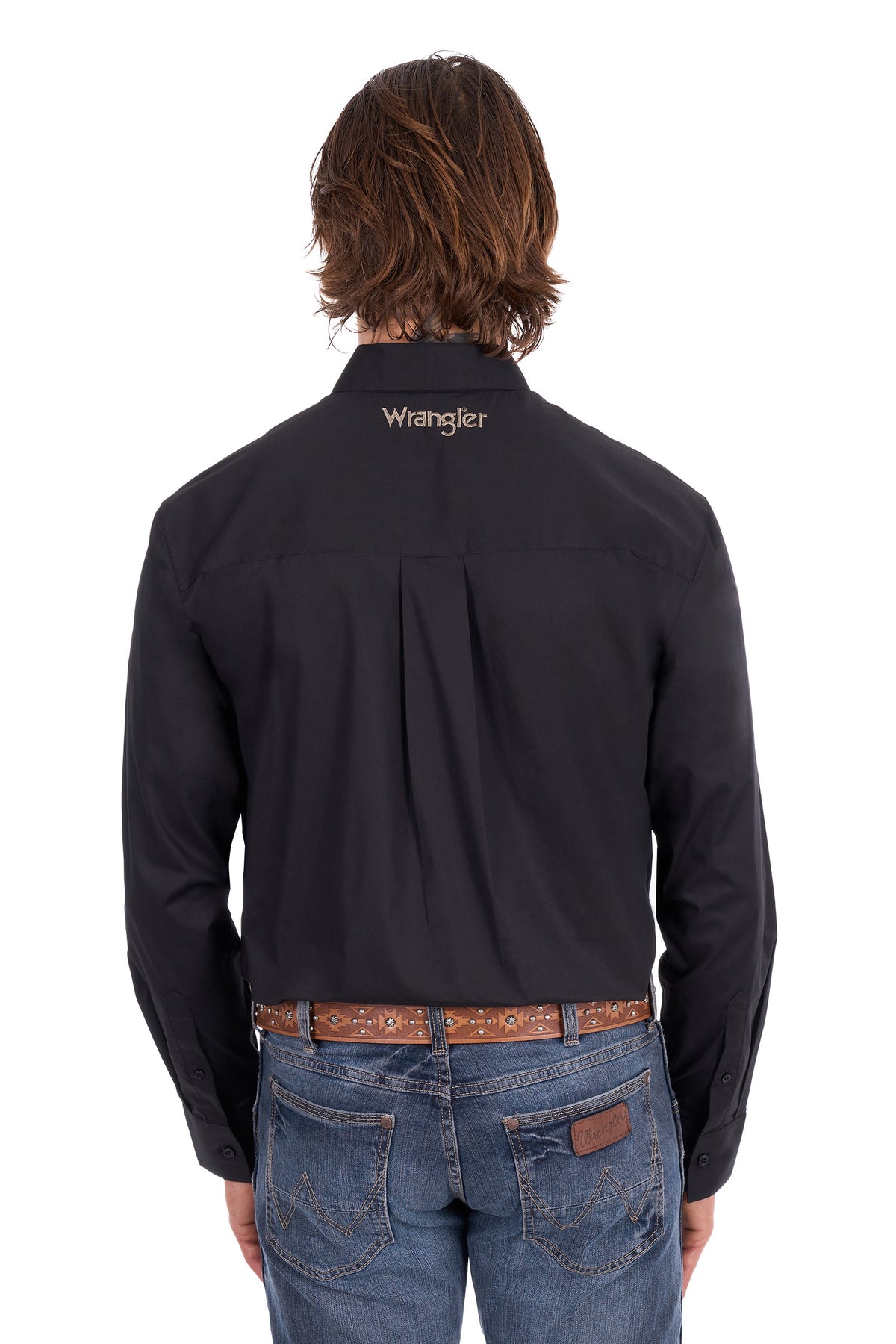 Wrangler Mens Flex Logo 1 Pocket Long Sleeve Shirt