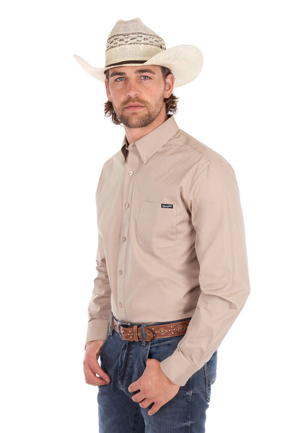 Wrangler Mens Flex Logo 1 Pocket Long Sleeve Shirt