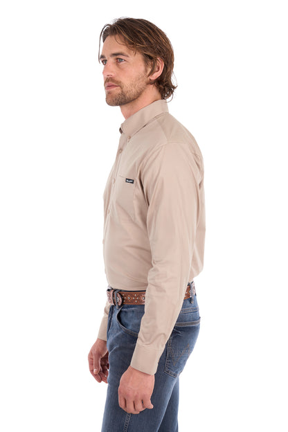 Wrangler Mens Flex Logo 1 Pocket Long Sleeve Shirt