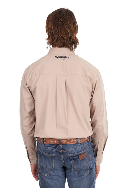 Wrangler Mens Flex Logo 1 Pocket Long Sleeve Shirt