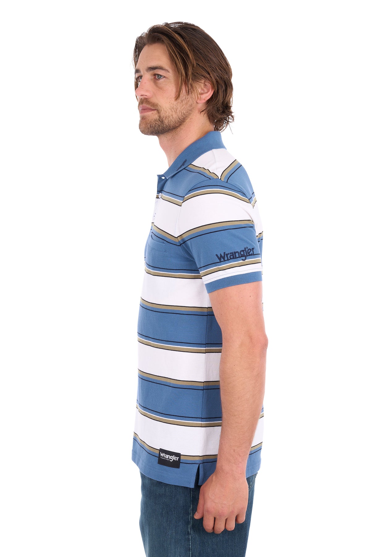 Wrangler Mens Mick 1 Pocket Short Sleeve Polo