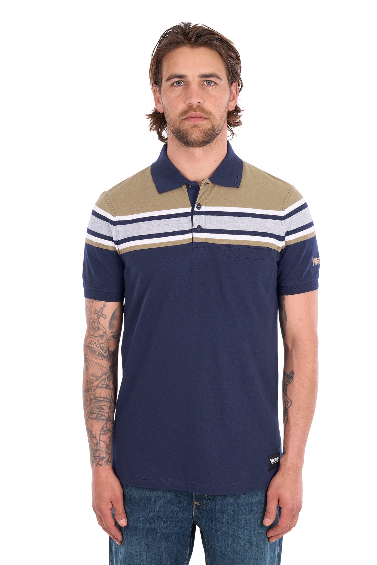 Wrangler Mens Tyrone 1 Pocket Short Sleeve Polo