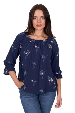 Wrangler Womens Camilla 3/4 Sleeve Blouse