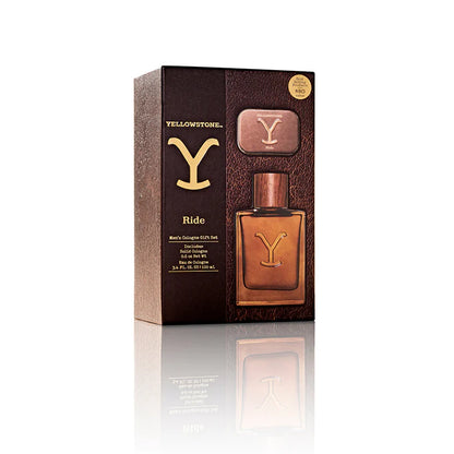 Tru Western Mens Yellowstone Ride Gift Set for Him - Ride Cologne & Solid Cologne