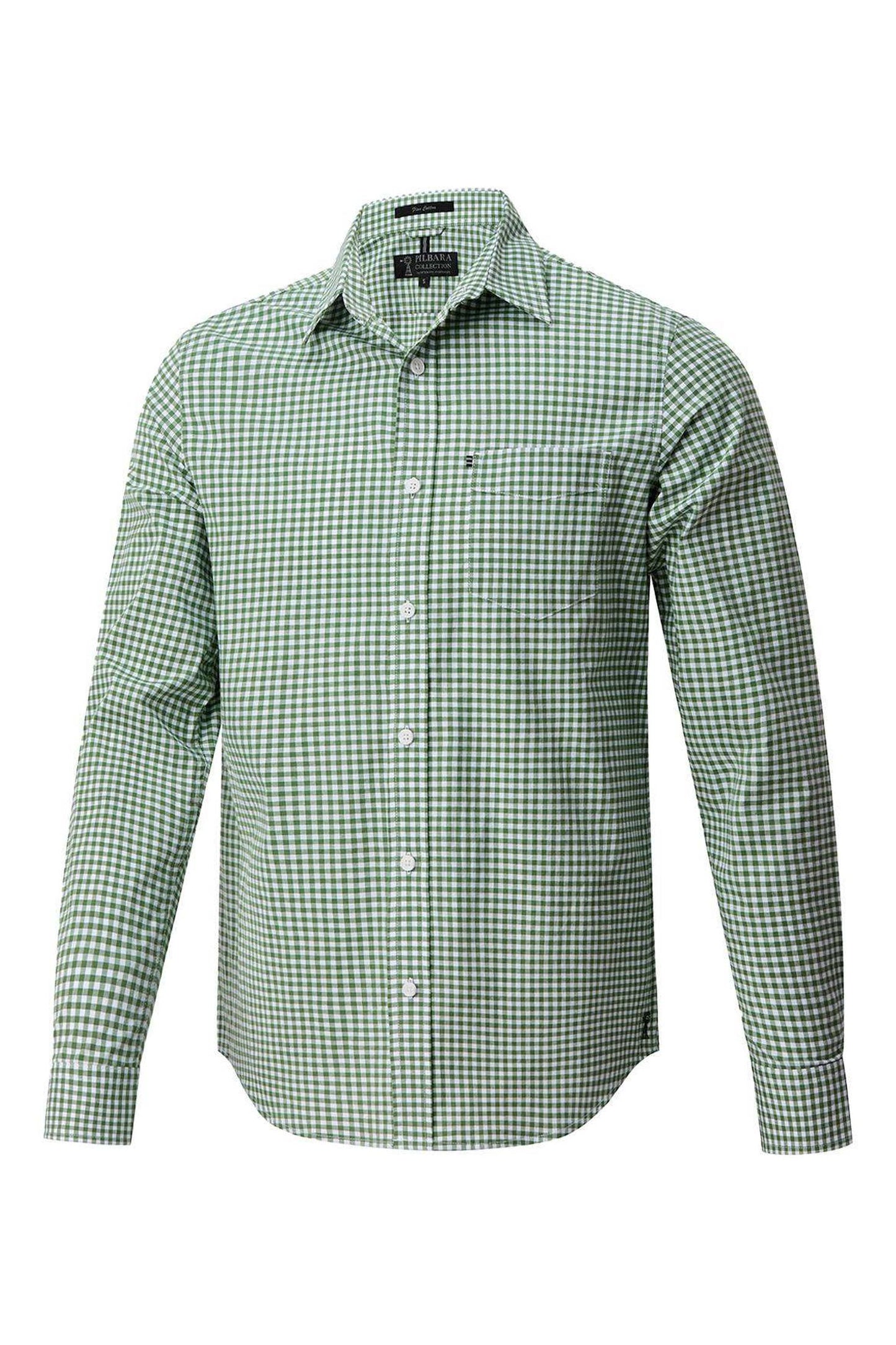 Pilbara Mens Long Sleeve Gingham Shirt
