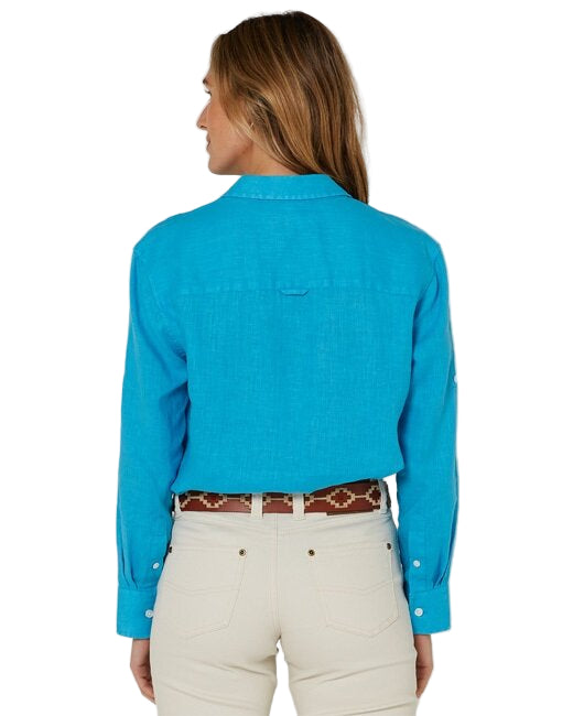 Pilbara Womens Florence Classic Linen Swiss Tab Long Sleeve Shirt
