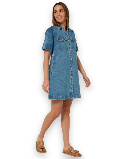 Pilbara Womens Josie Short Sleeve Denim Dress