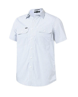 Pilbara Mens Yarn Dyed Check Dual Pocket Short Sleeve Shirt