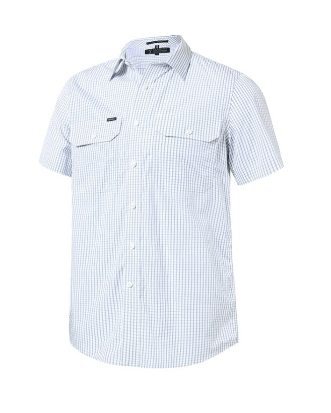 Pilbara Mens Yarn Dyed Check Dual Pocket Short Sleeve Shirt