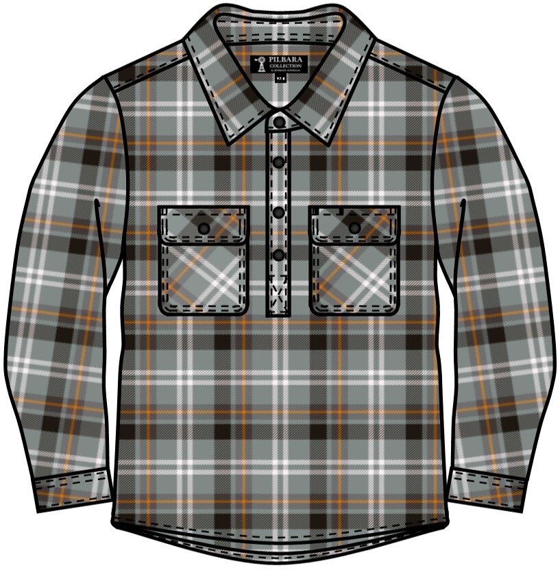 Pilbara Kids Flannelette Shirts Closed Front