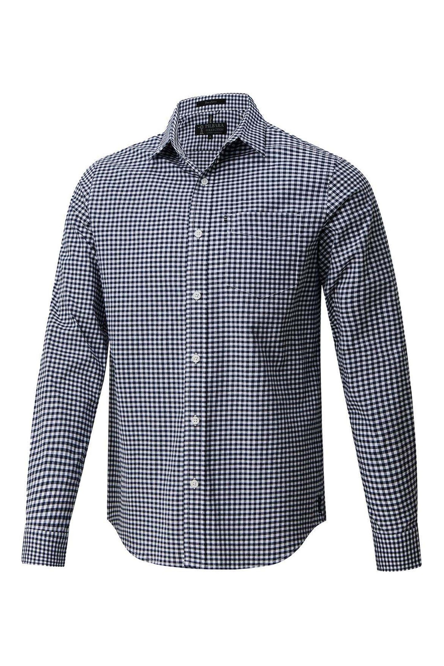 Pilbara Mens Long Sleeve Gingham Shirt