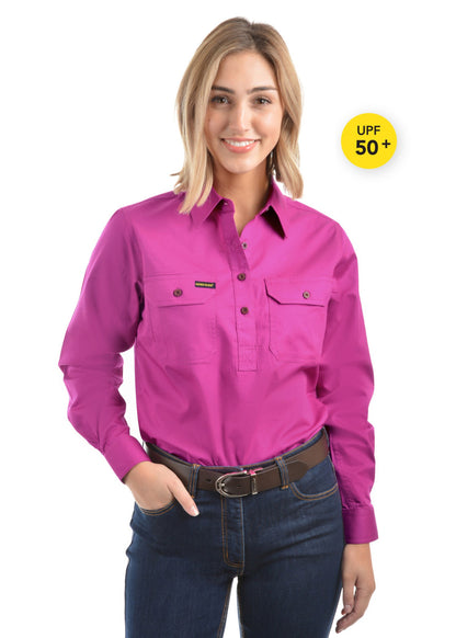 Hard Slog Womens Half Placket Light Cotton Country Work Shirt