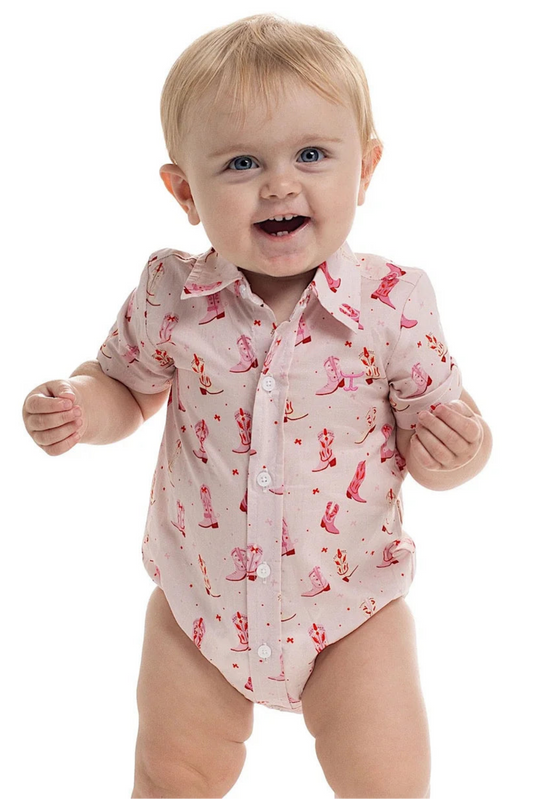 Just Country Infants Frankie Short Sleeve Full Button Jumpsuit