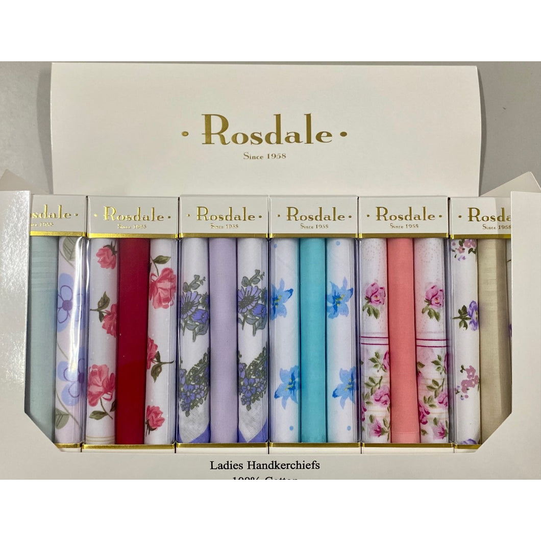Rosdale Ladies 3 Pack Handkerchiefs Floral & Plain