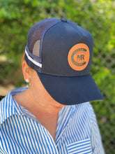 Load image into Gallery viewer, MRC Trucker Caps Navy Leather Patch