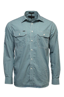 PILBARA MENS Y/D CHECK, DUAL POCKET L/S SHIRT