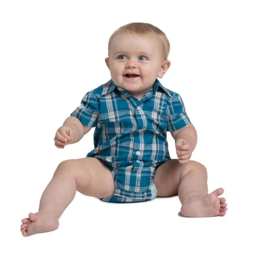 Just Country Infants Frankie Short Sleeve Full Button Jumpsuit Romper