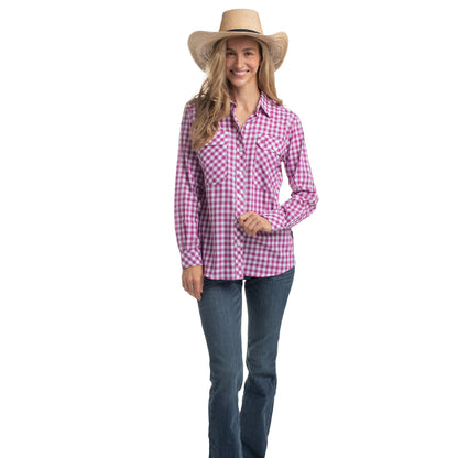Just Country Womens Abbey Full Button Print Workshirt