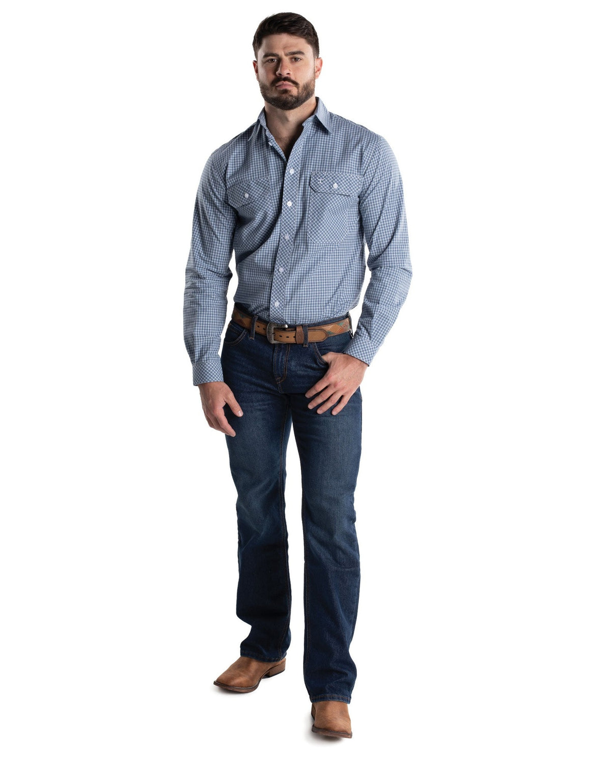 Just Country Mens Austin Full Button Print Workshirt