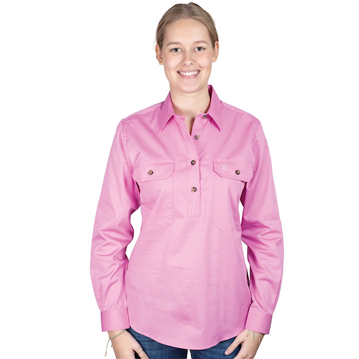 Just Country Womens Jahna Half Button Country Workshirt