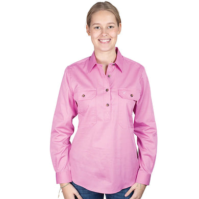 Just Country Womens Jahna Half Button Country Workshirt